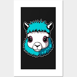 Cute Blue Alpaca Posters and Art